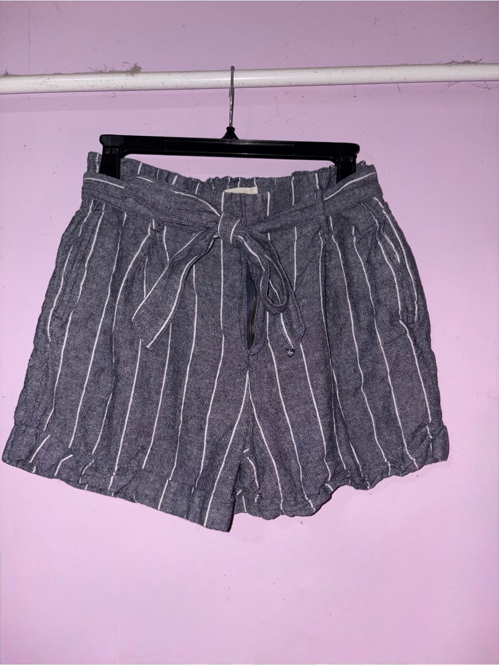 Thread & Supply Gray Pinstripe Paperbag Waist Shorts